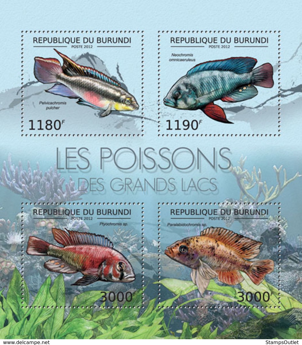 BURUNDI 2012 - Fishes Of Great Lakes M/S. Official Issues. - Nuovi