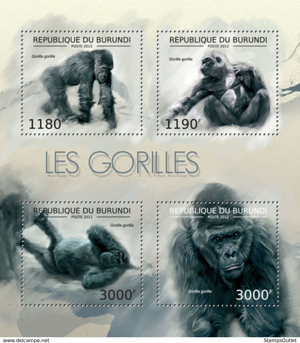 BURUNDI 2012 - Gorillas M/S. Official Issues. - Nuovi