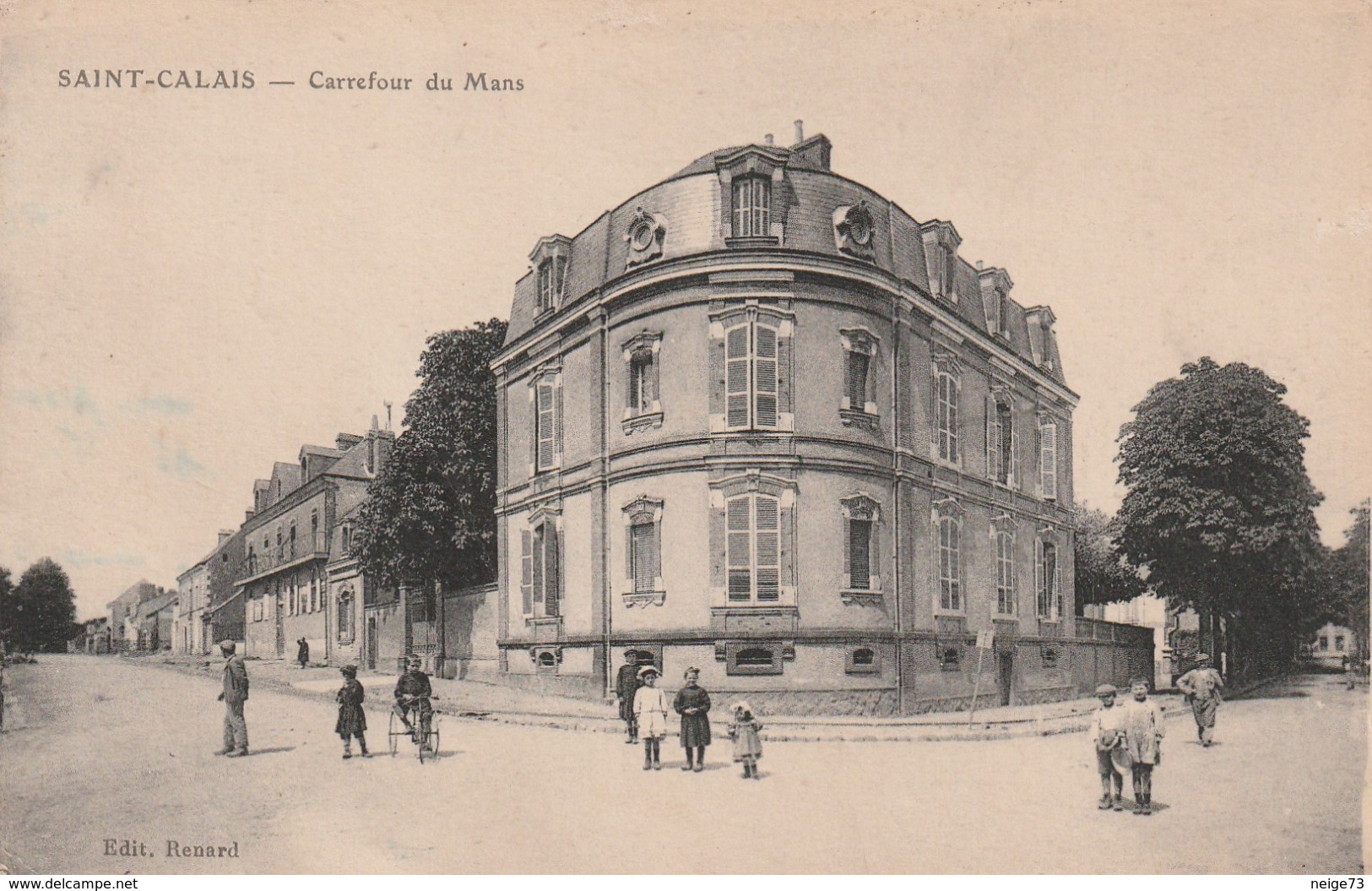 Carte Postale Ancienne De La Sarthe - Saint Calais - Carrefour Du Mans - Saint Calais