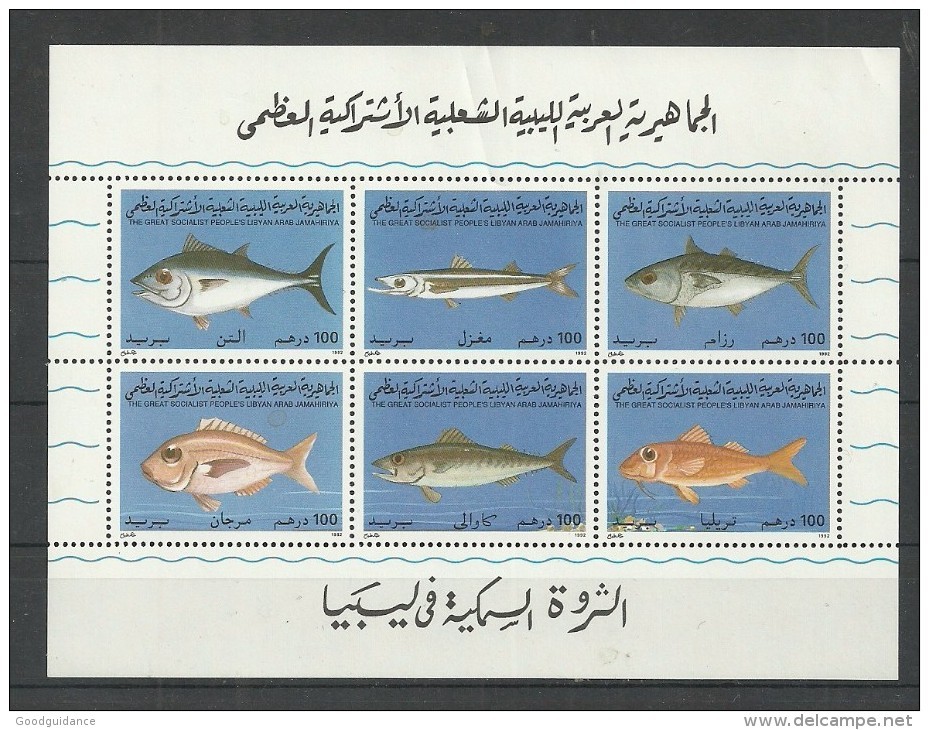 1992-Libya-Marine Life- Fishes- Minisheet MNH** - Libya