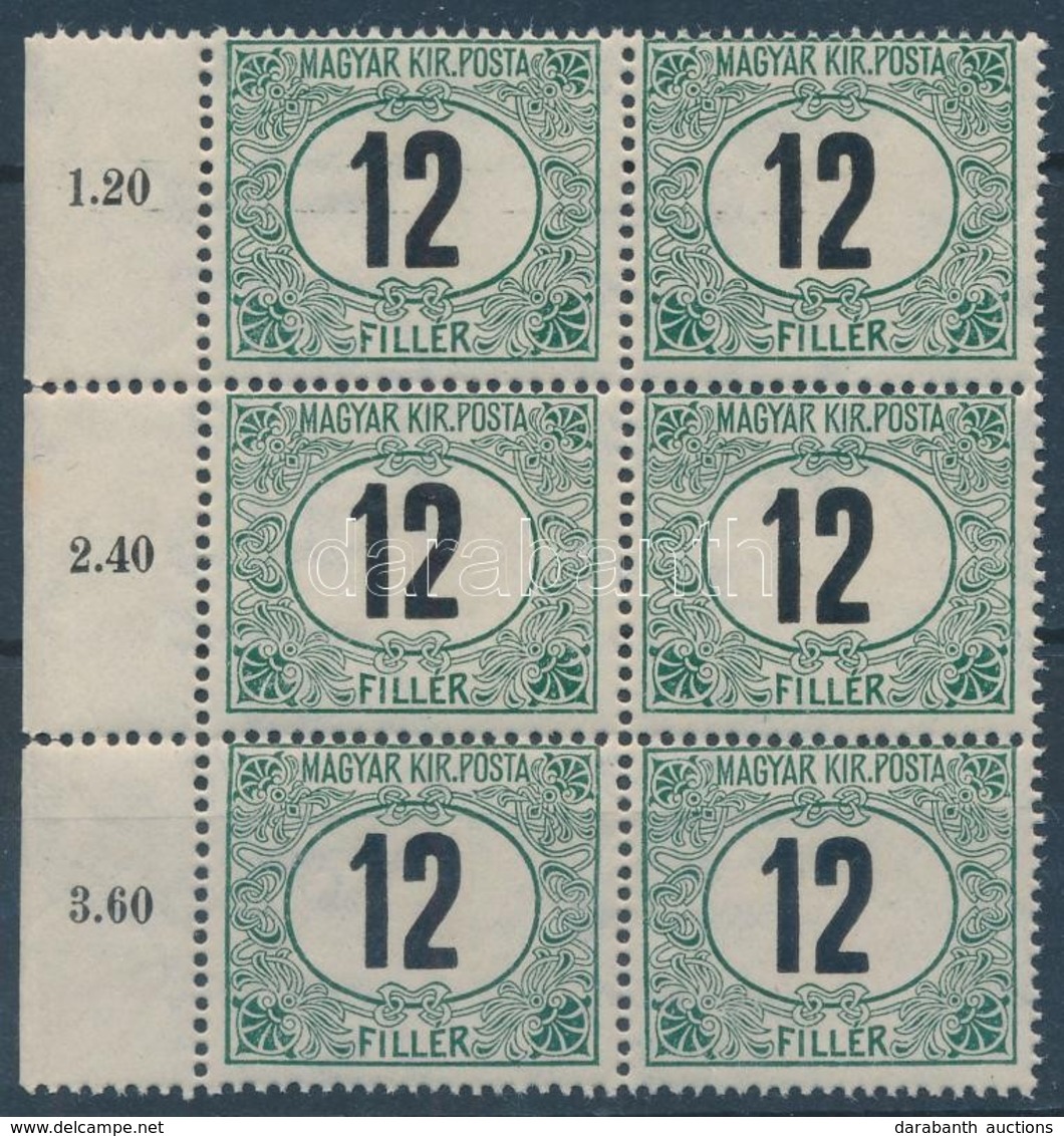 ** 1908 Zöldportó 12f ívszéli Hatostömb (48.000) - Altri & Non Classificati