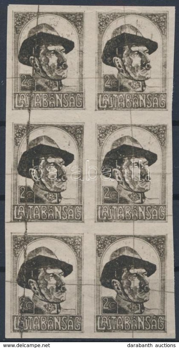 (*) Nyugat-Magyarország (VII.) 1921 Fogazatlan Próbanyomat 20f Hatostömb / 20f Imperforate Proof Block Of 6 - Andere & Zonder Classificatie