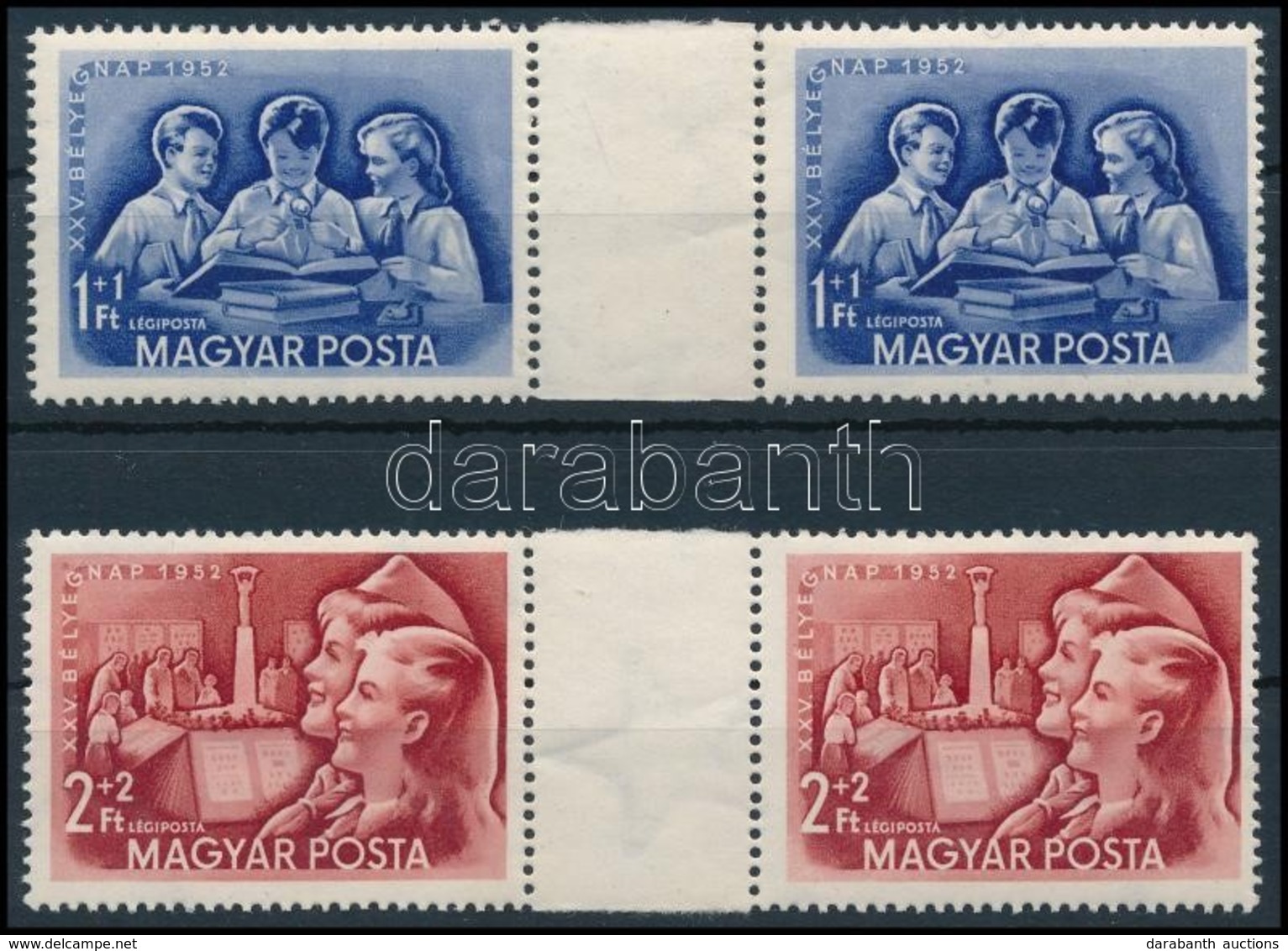 ** 1952 Bélyegnap Sor ívközéprészes Párokban (22.000) (1Ft ívközéprésznél Hajtva / Folded) - Andere & Zonder Classificatie