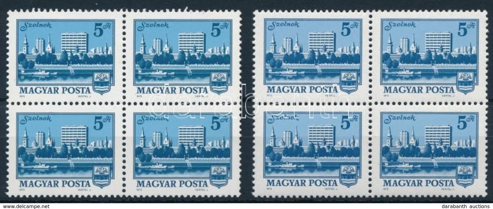 ** 1975 Tájak Városok Szolnok 3023 I. Négyestömb + 3023 IIb Matt Gumizású Négyestömb (16.600) - Altri & Non Classificati