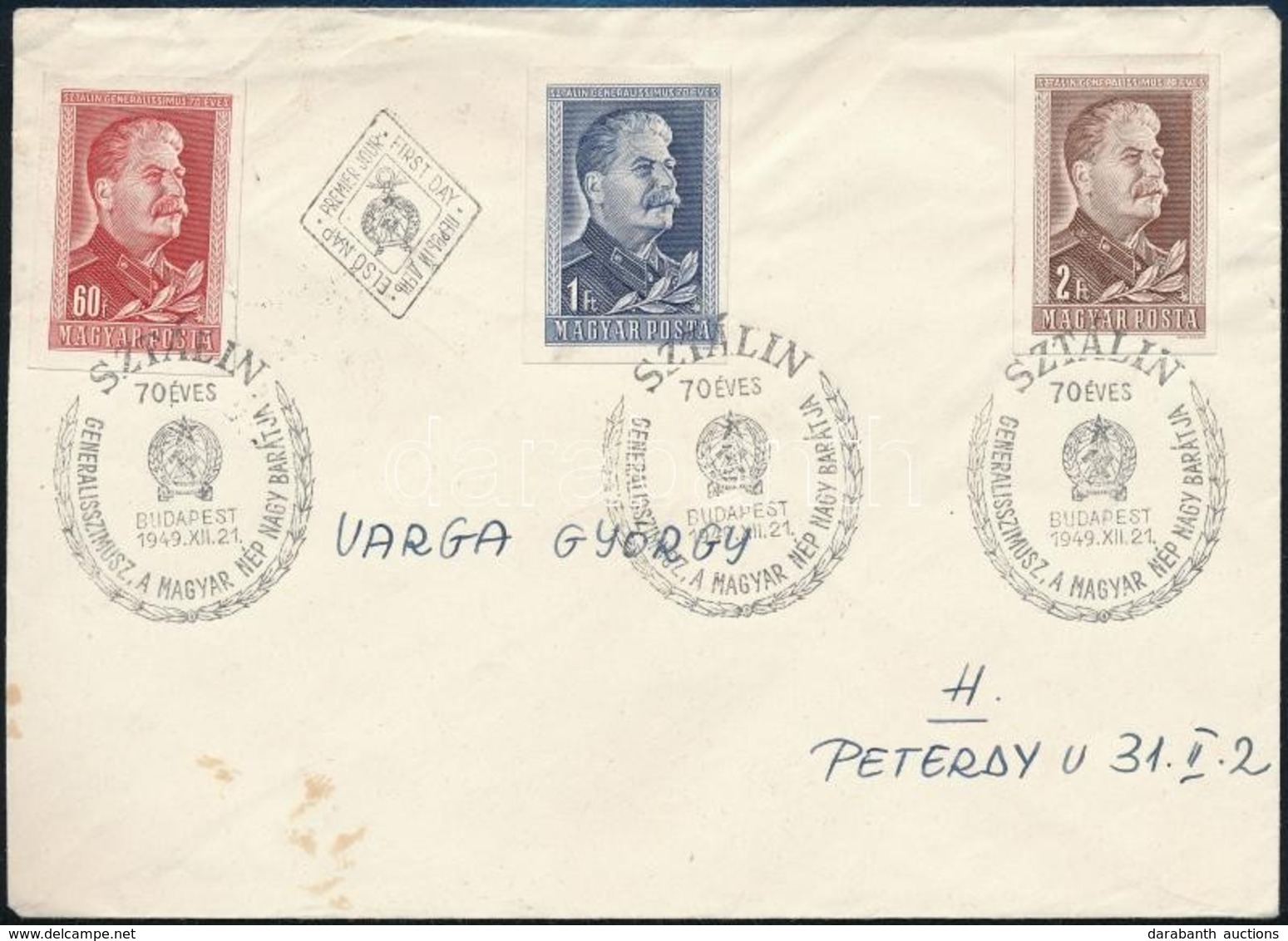 1949/1950 J. V. Sztálin (I.) Vágott Sor FDC-n (6.000) - Andere & Zonder Classificatie