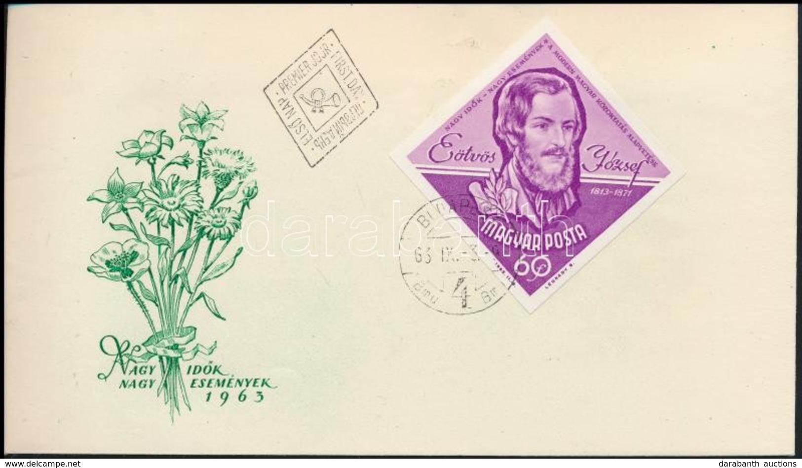 1963 Eötvös József Vágott Bélyeg FDC-n - Altri & Non Classificati