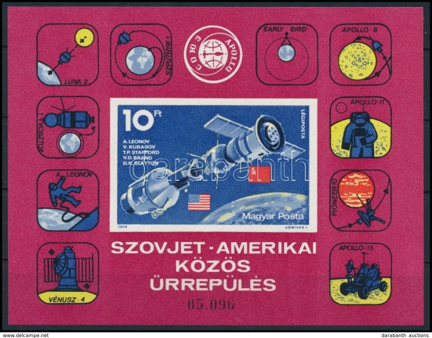 ** 1975 Szovjet-amerikai Közös űrrepülés Vágott Blokk (4.500) (ujjlenyomat) - Sonstige & Ohne Zuordnung