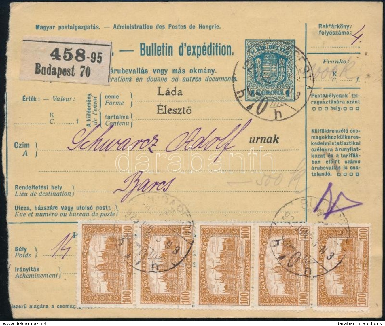 1925 Üzleti Levél M.Á.H. Céglyukasztásos Bélyeggel +1923 Szállítólevél Parlament 100K 2 Db G.R.T. Céglyukasztásos 5-ös C - Altri & Non Classificati