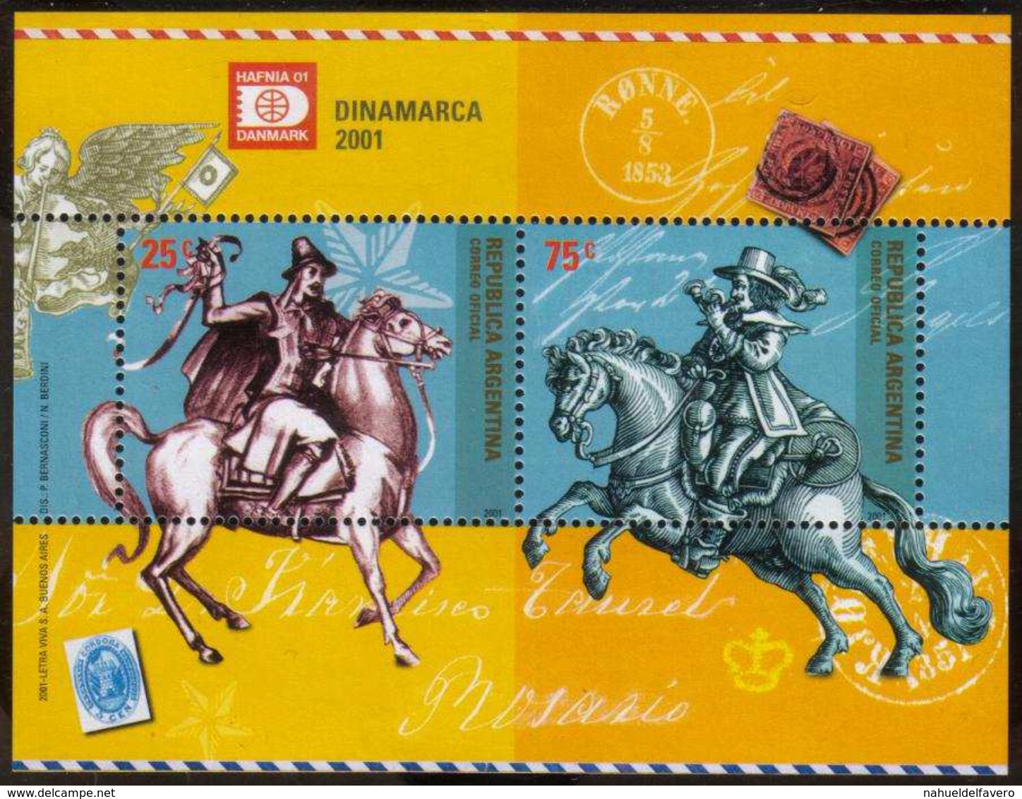 Argentine, Bloc De Chevaux, Exposition Philatélique Danemark - Blocks & Sheetlets