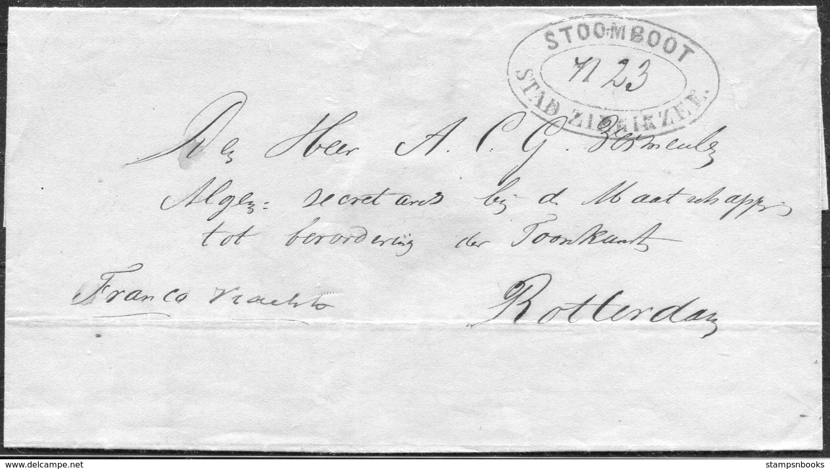 1858 Netherlands Stoomboot Paquebot Ship Cover - Rotterdam - Storia Postale