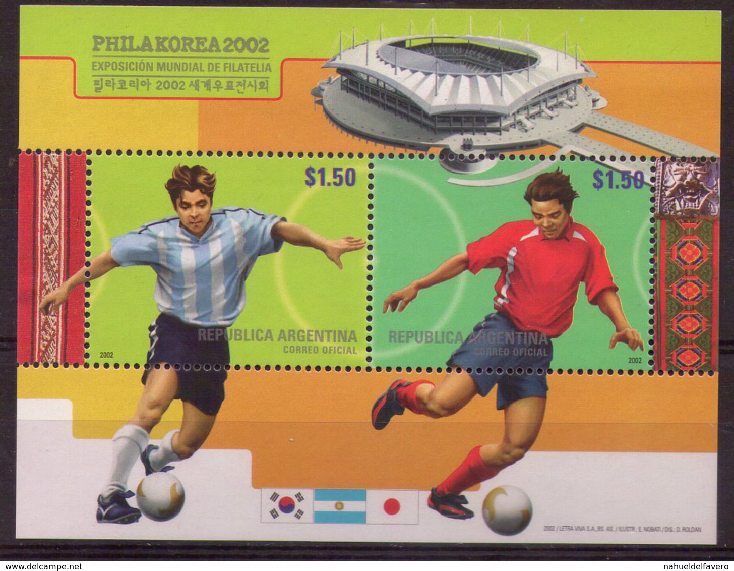 Argentine, Bloc De Football, Coupe Du Monde Japon Corée 2002 - Blocks & Sheetlets