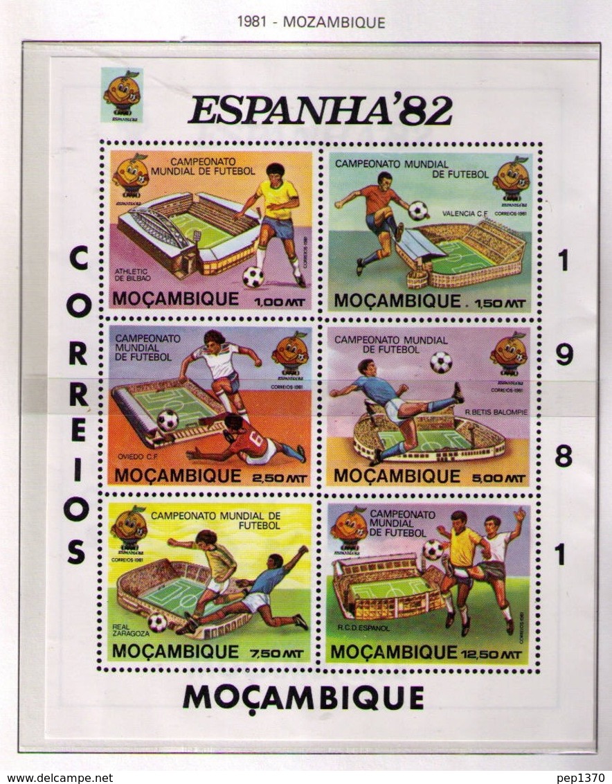 MOZAMBIQUE 1981 - CAMPEONATO DEL MUNDO DE FUTBOL ESPAÑA'82 - I MINI SHEET YVERT Nº 782/787** IMPERFORATE - 1982 – Espagne