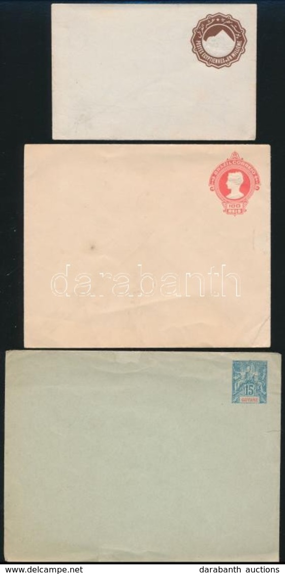 3 Db Használatlan Díjjegyes Boríték (Guyana, Brazília, Egyiptom) - Altri & Non Classificati