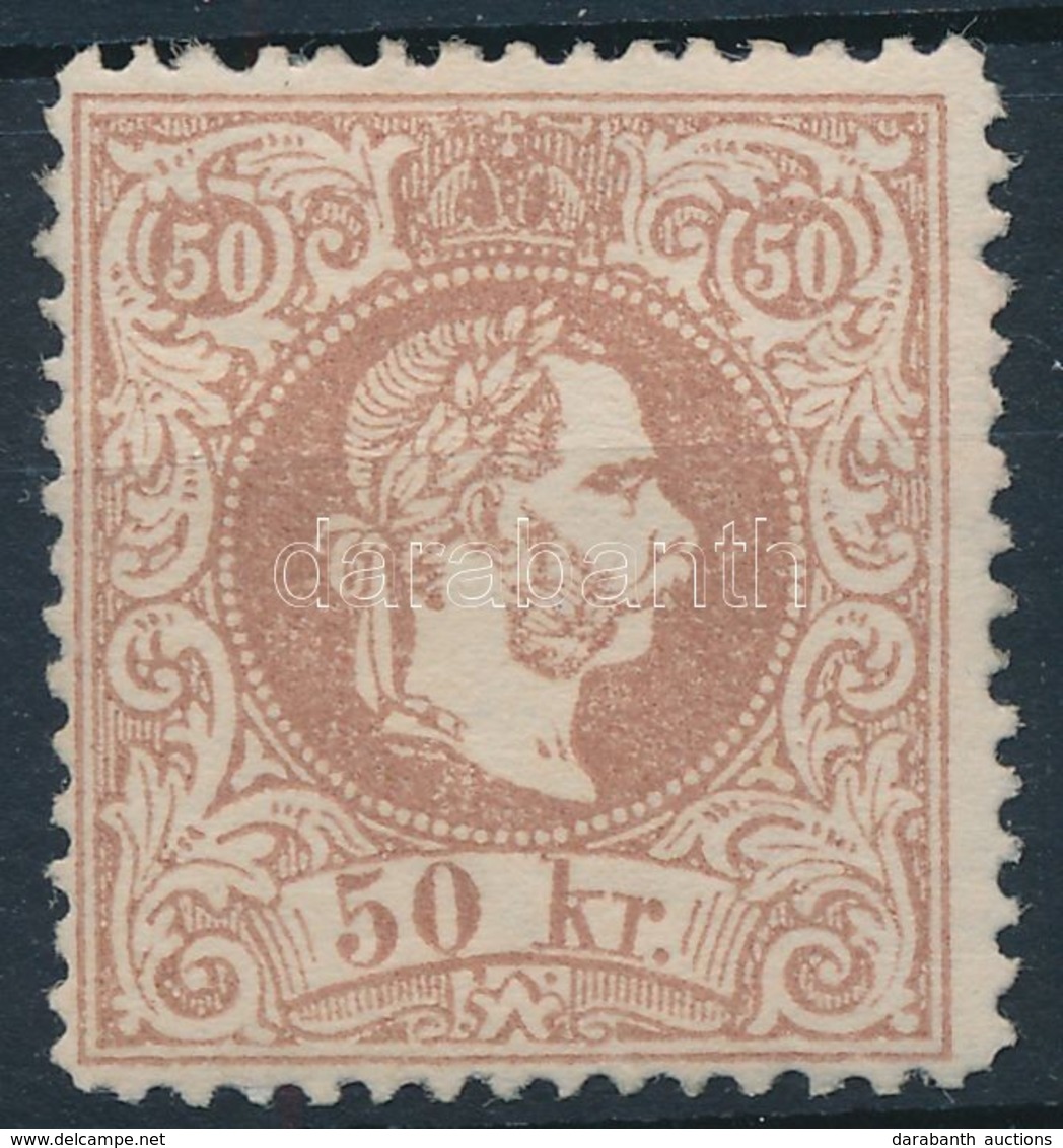 * 1867 50kr Durva Nyomat, Barna, Eredeti Gumival és Falcnyomokkal. Certificate: Steiner - Andere & Zonder Classificatie