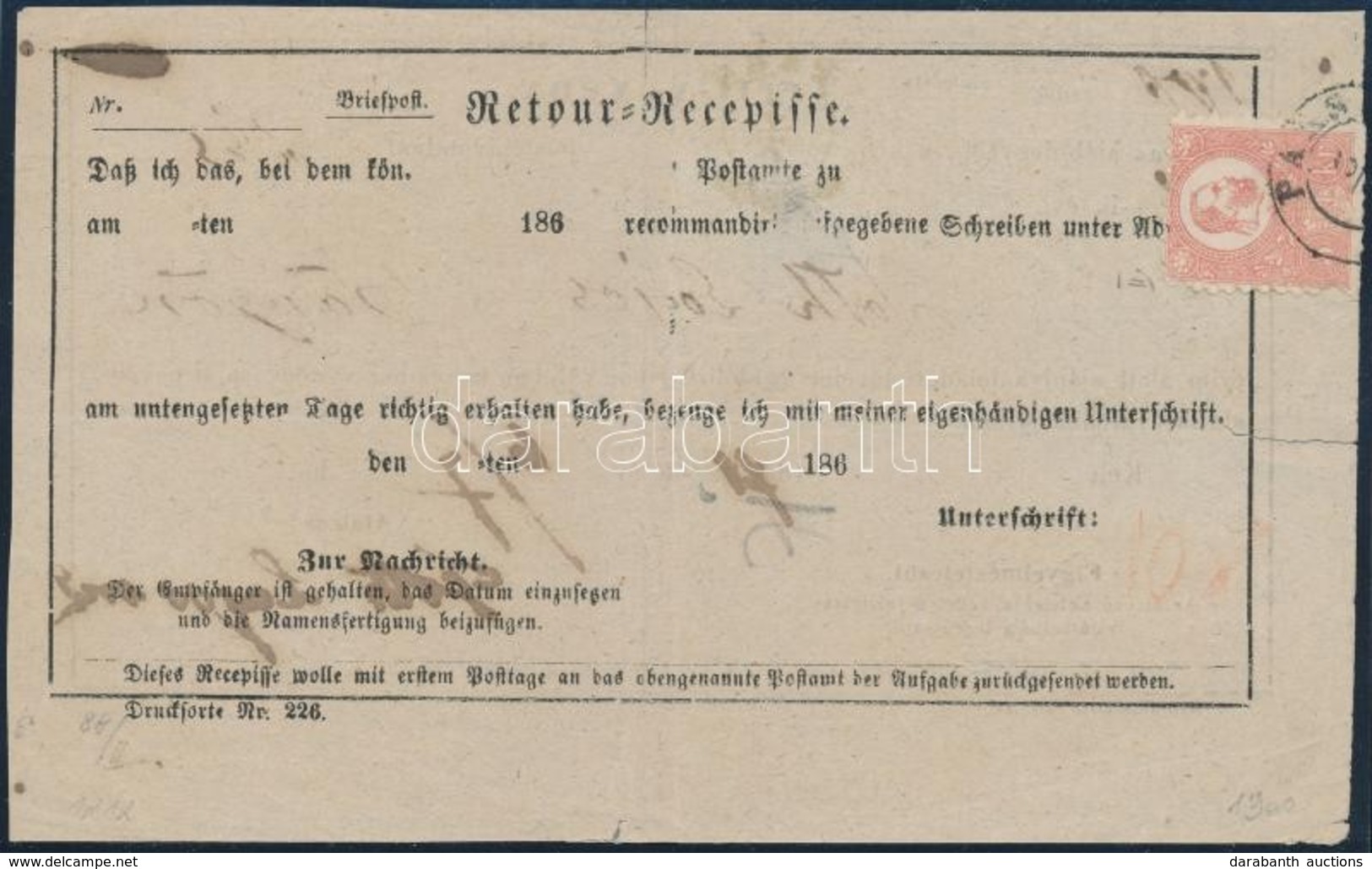 1871 Kőnyomat 5kr Tértivevényen / Mi 3 On Retour Recepisse 'PAKS'. RRR! - Sonstige & Ohne Zuordnung