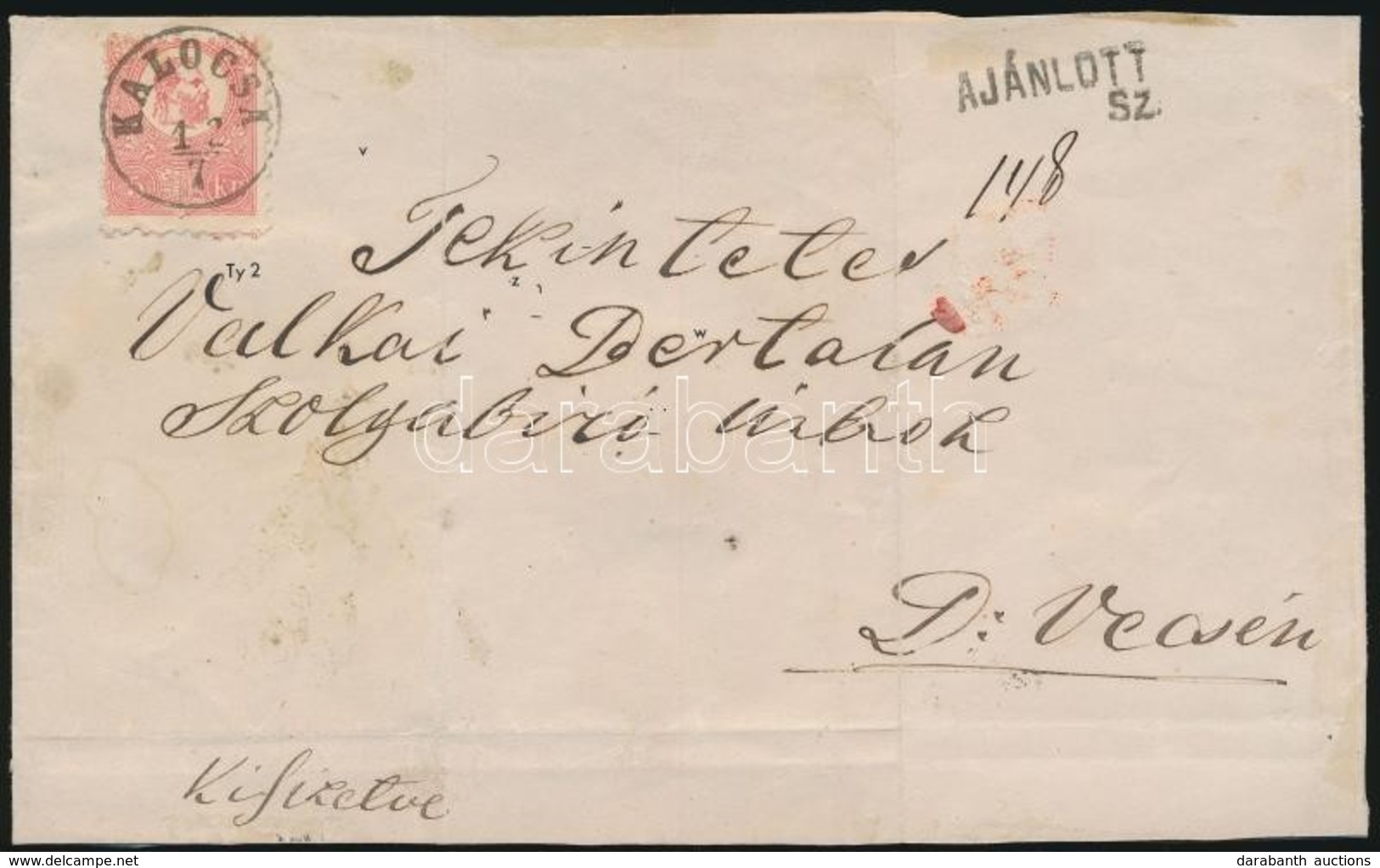 1871 Kőnyomat 5kr + 10kr Ajánlott Levélen / Mi 3 + 4 On Registered Cover 'KALOCSA' - D.Vecse - Andere & Zonder Classificatie