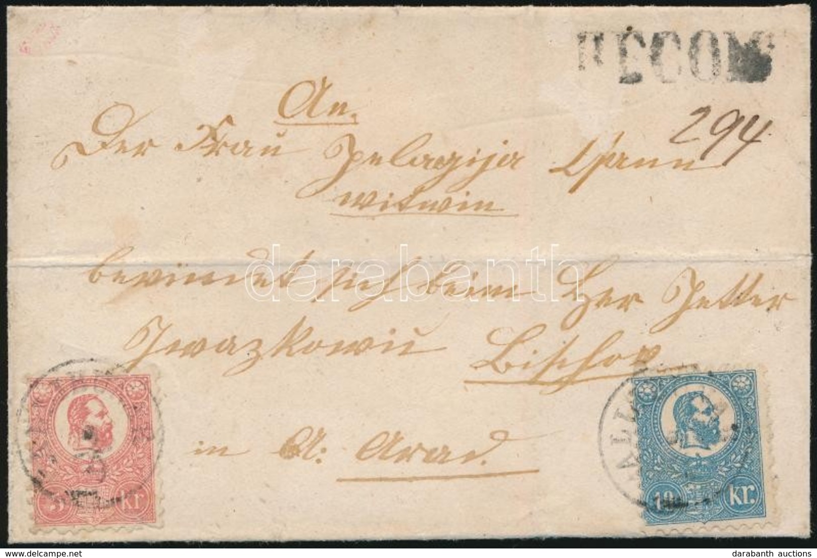 1871 Kőnyomat 5kr + 10kr Ajánlott Levélen / Mi 3 + 4 On Registered Cover 'ALLIBUNÁR' - Andere & Zonder Classificatie