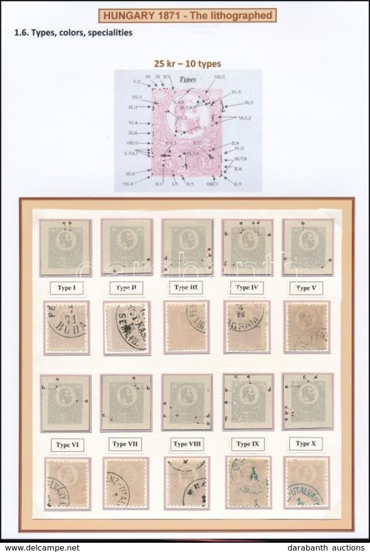 O 1871 Kőnyomat 25kr Típustanulmány, 10 Db Bélyeg / Mi 6 Type Study, 10 Stamps Ex Ryan - Andere & Zonder Classificatie