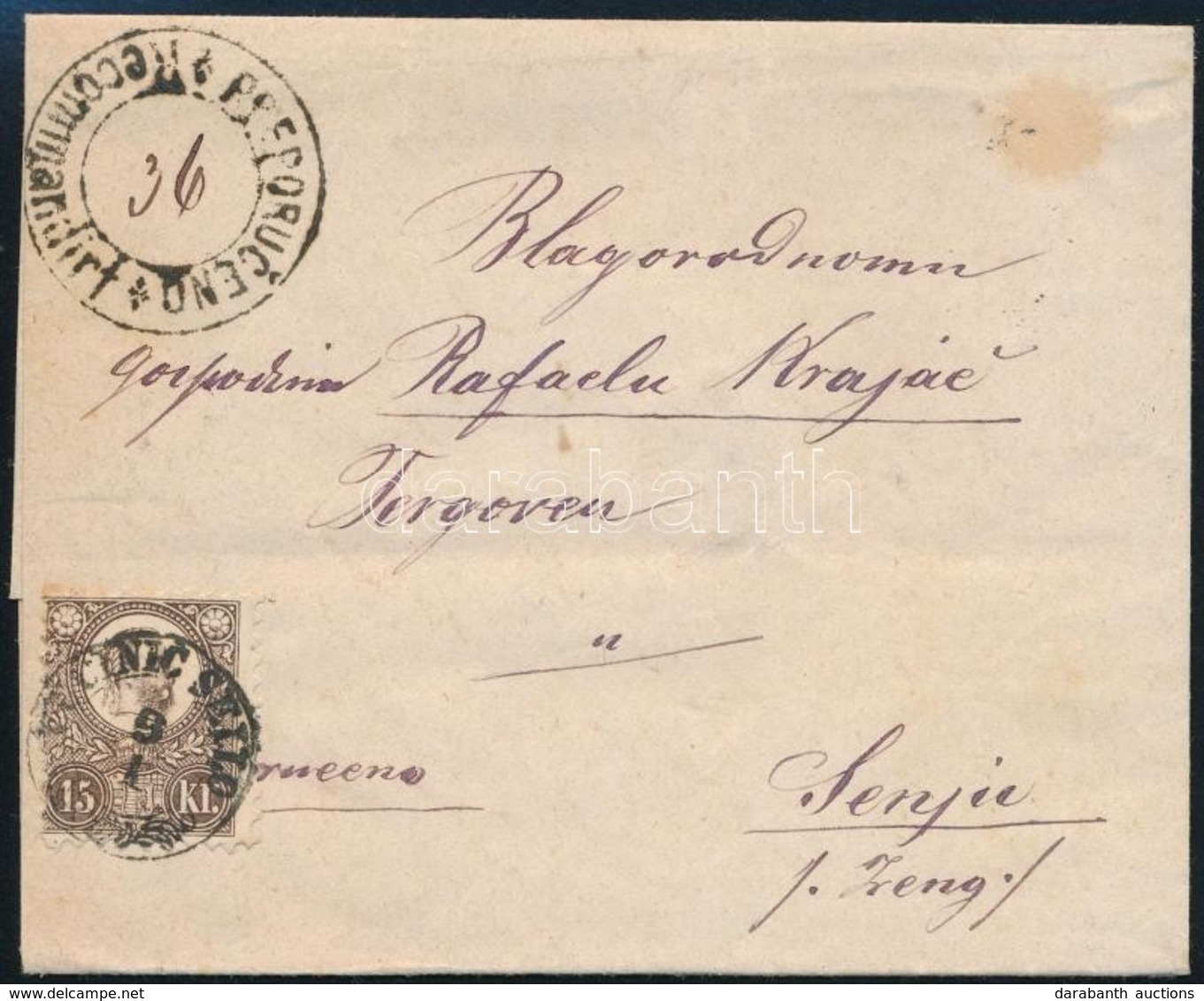 1871 Réznyomat 15kr Ajánlott Levélen / Mi 12 On Registered Cover 'VUCINIC SELLO' - Senj (Zeng) - Altri & Non Classificati