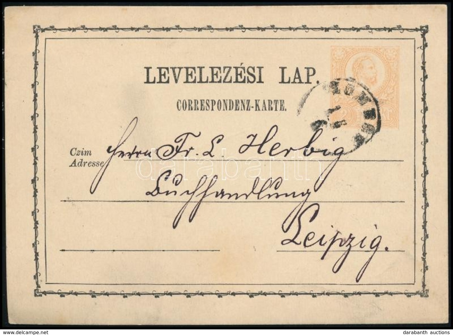 1874 Díjjegyes Levelezőlap Németországba / PS-card To Germany 'ZOMBOR' - Leipzig - Altri & Non Classificati