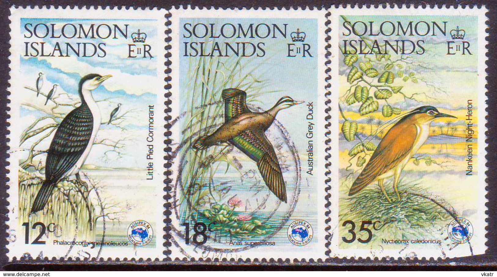 SOLOMON ISLANDS 1984 SG #533-35 Part Set (2 Stamps Missing Of 5) Used AUSIPEX. Birds - Solomon Islands (1978-...)