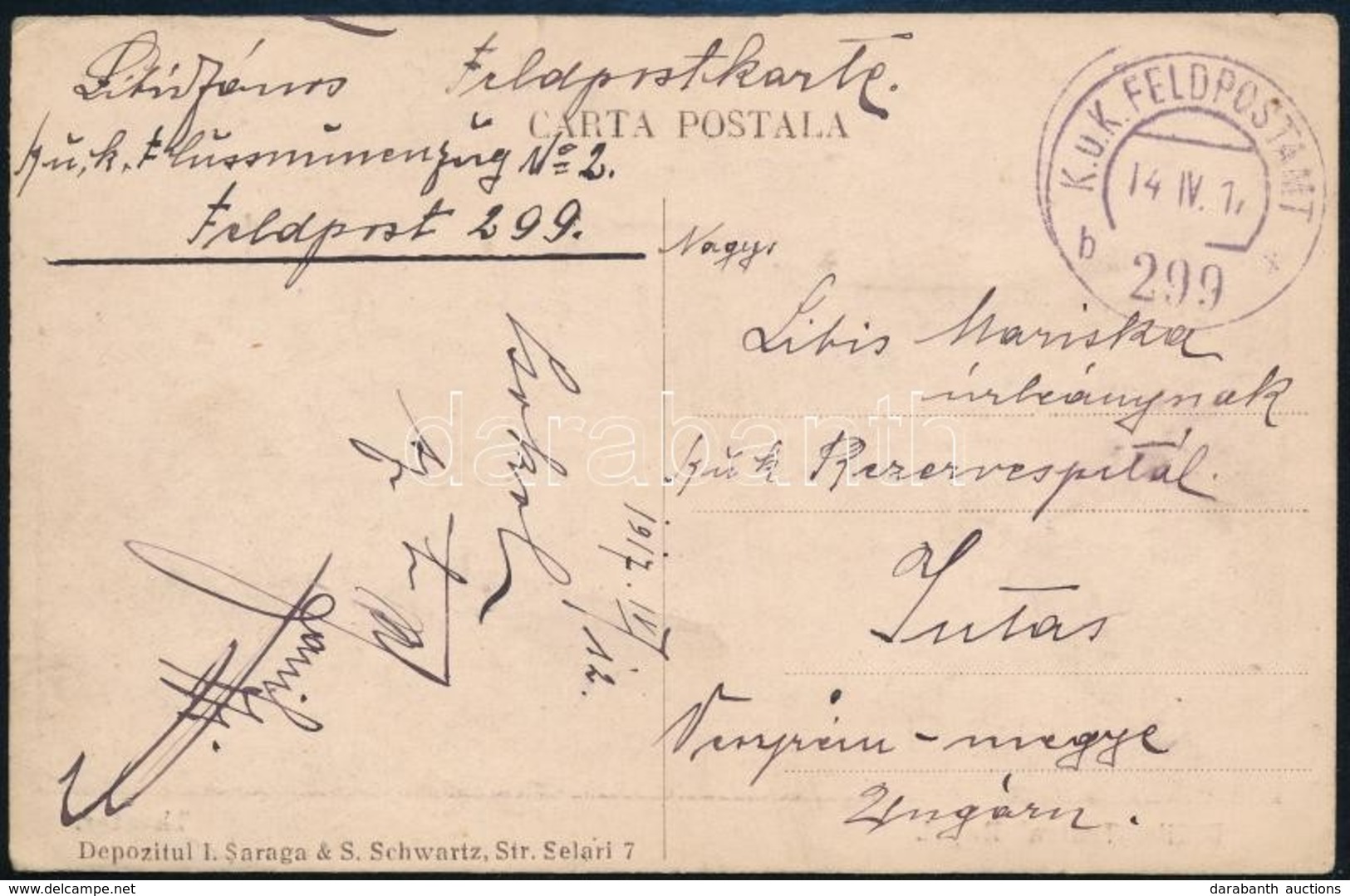 1917 Tábori Posta Képeslap 'K.u.K. Pionierbataillon No.5. Flussminenzug No.2.' + 'FP 299 B' - Other & Unclassified
