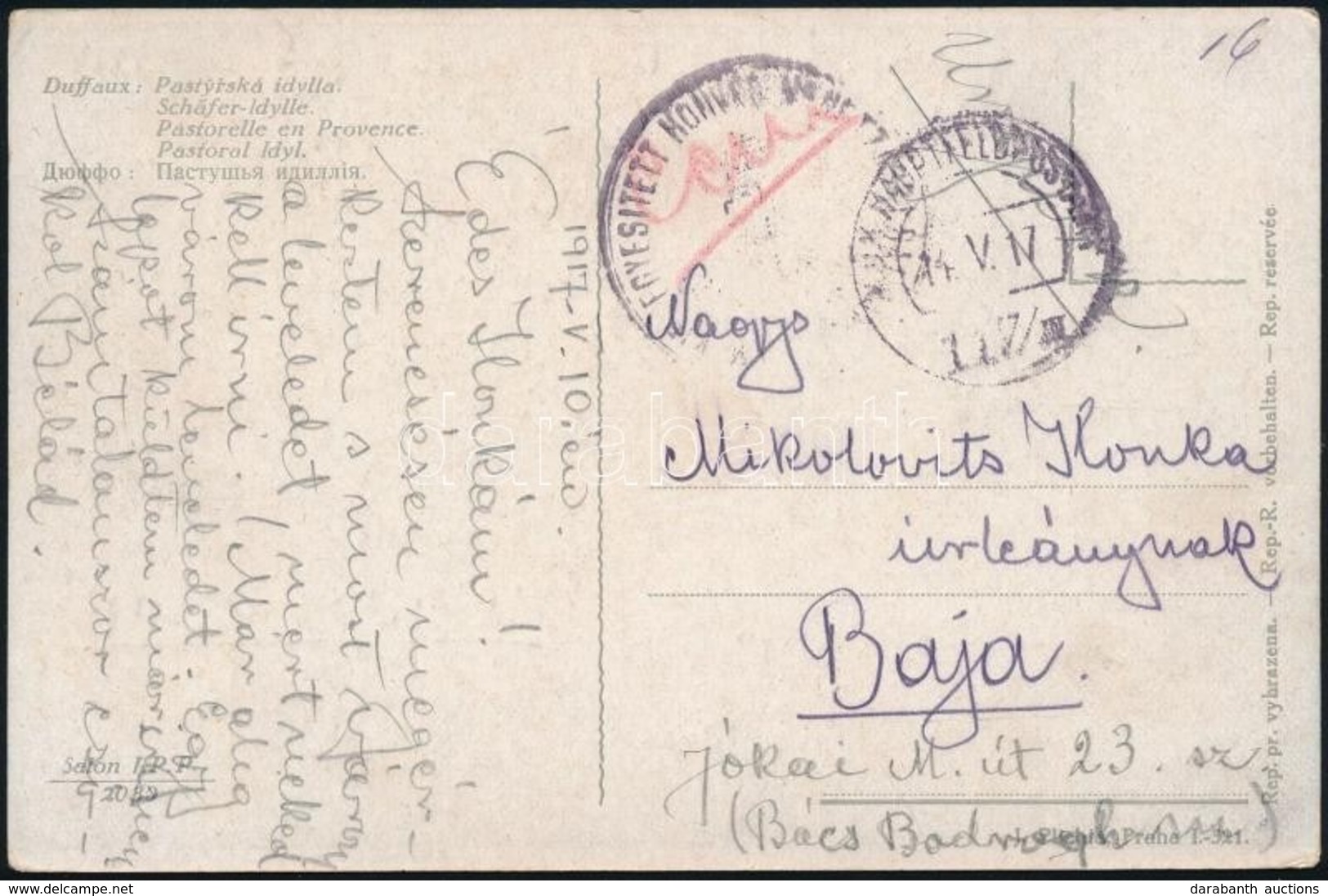 1917 Tábori Posta Képeslap 'M.KIR. EGYESITETT HONVÉD...' + 'HP 117/III' - Sonstige & Ohne Zuordnung
