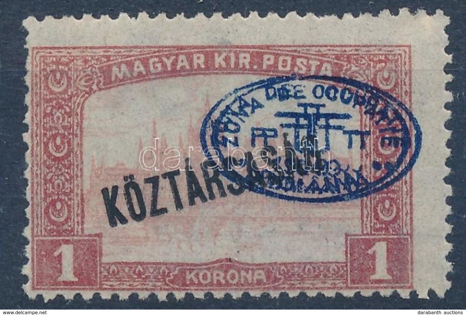 * Debrecen I. 1919 Parlament/Köztársaság 1K Kettős Felülnyomással és Bodor Vizsgálójellel (27.500) - Andere & Zonder Classificatie