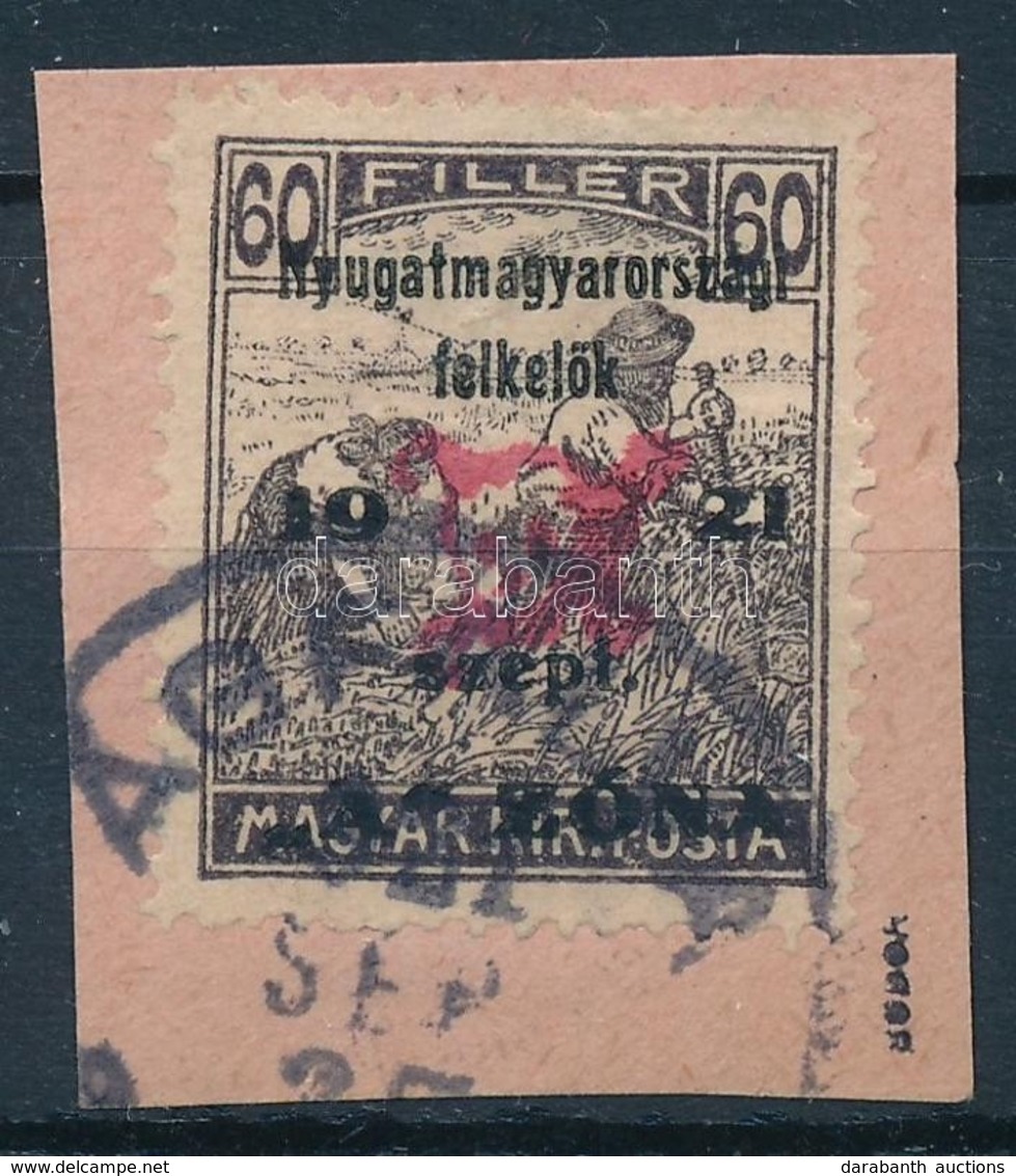 Nyugat-Magyarország II. 1921 Arató 60f Kivágáson, Bodor Vizsgálójellel (6.200) - Sonstige & Ohne Zuordnung