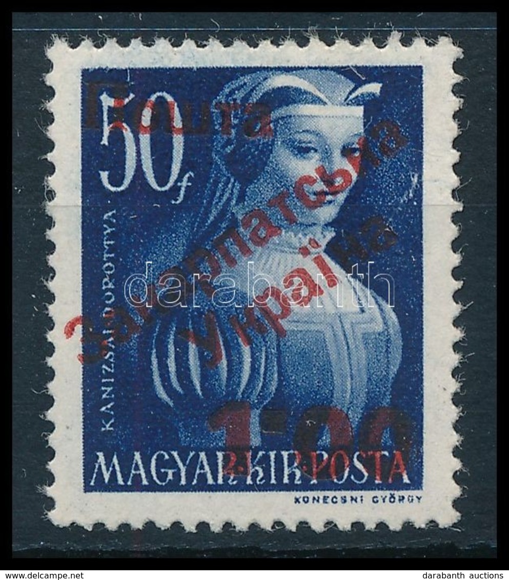 ** Ungvár II. 1945 Nagyasszonyok 1.00/50f Piros Felülnyomással, Bodor Vizsgálójellel (35.000) - Sonstige & Ohne Zuordnung