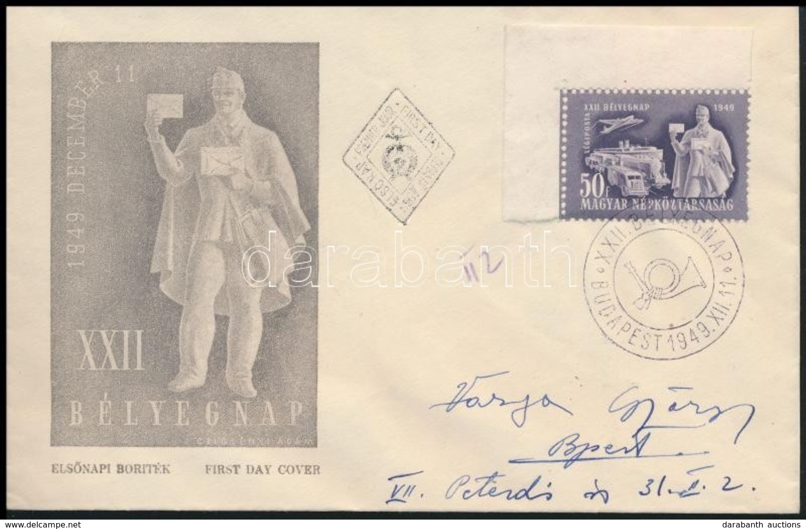 1949 Bélyegnap ívsarki Bélyeg FDC-n - Andere & Zonder Classificatie