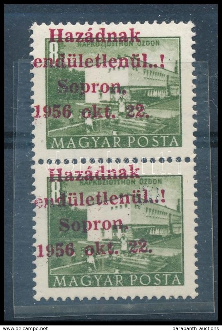 ** 1956 Sopron Épületek 8f Pár Elcsúszott Felülnyomattal, BÉVI és MEFESZ Garanciabélyegzéssel - Sonstige & Ohne Zuordnung