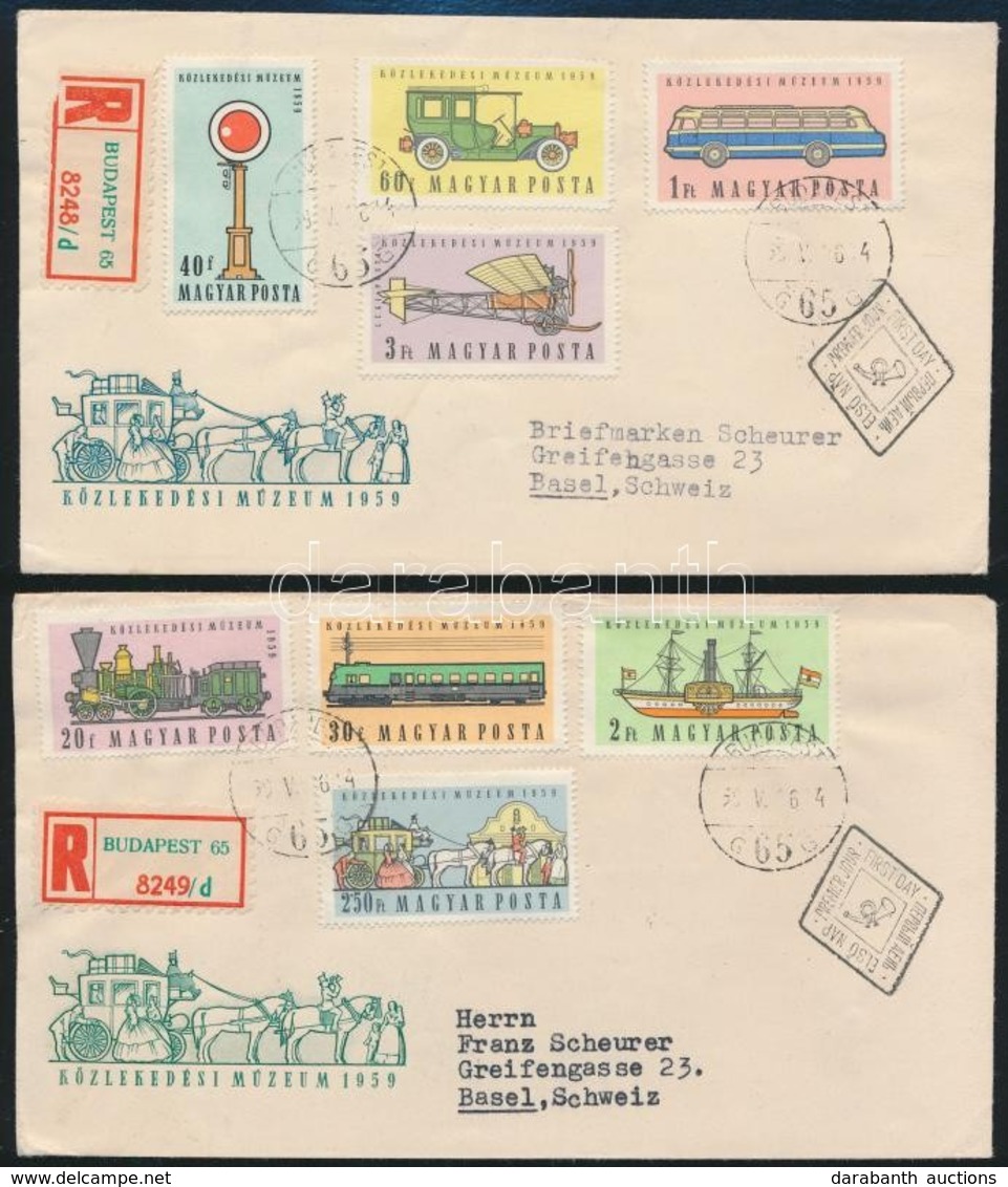 1959 Közlekedési Múzeum Sor  2 Db Ajánlott FDC-n Ausztriába - Altri & Non Classificati