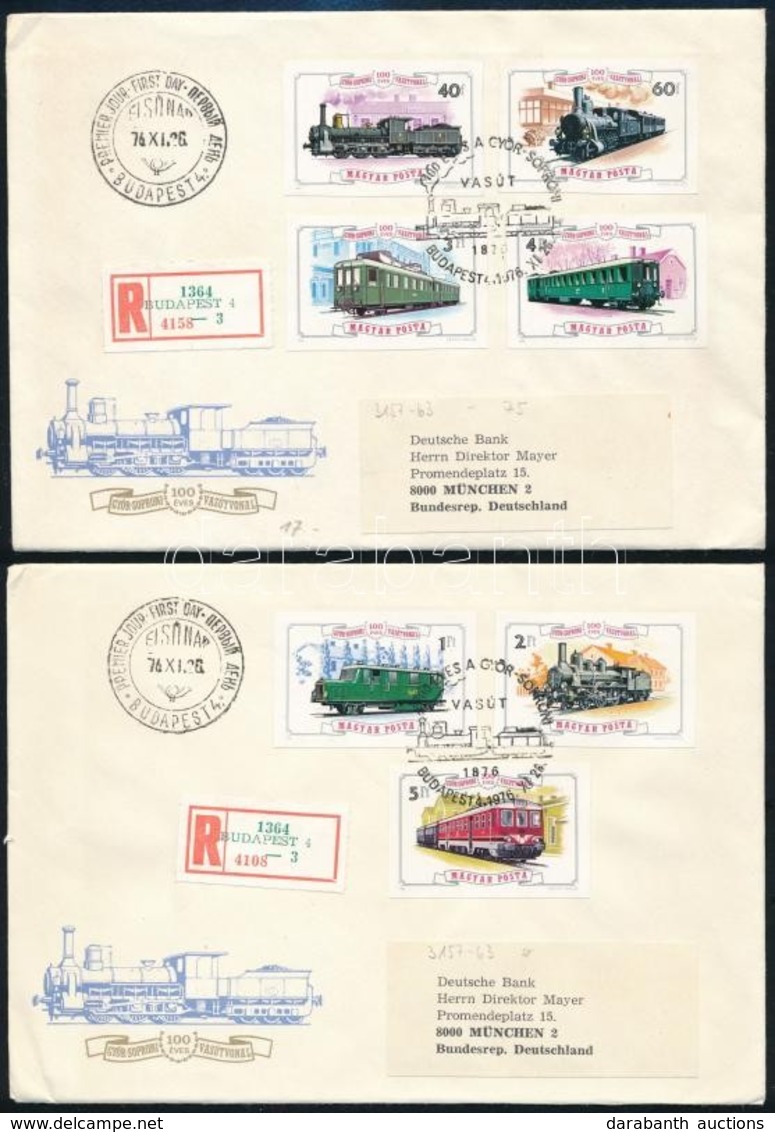 1976 100 éves A Győr-soproni Vasút Vágott Sor 2 Db Ajánlott FDC-n - Sonstige & Ohne Zuordnung