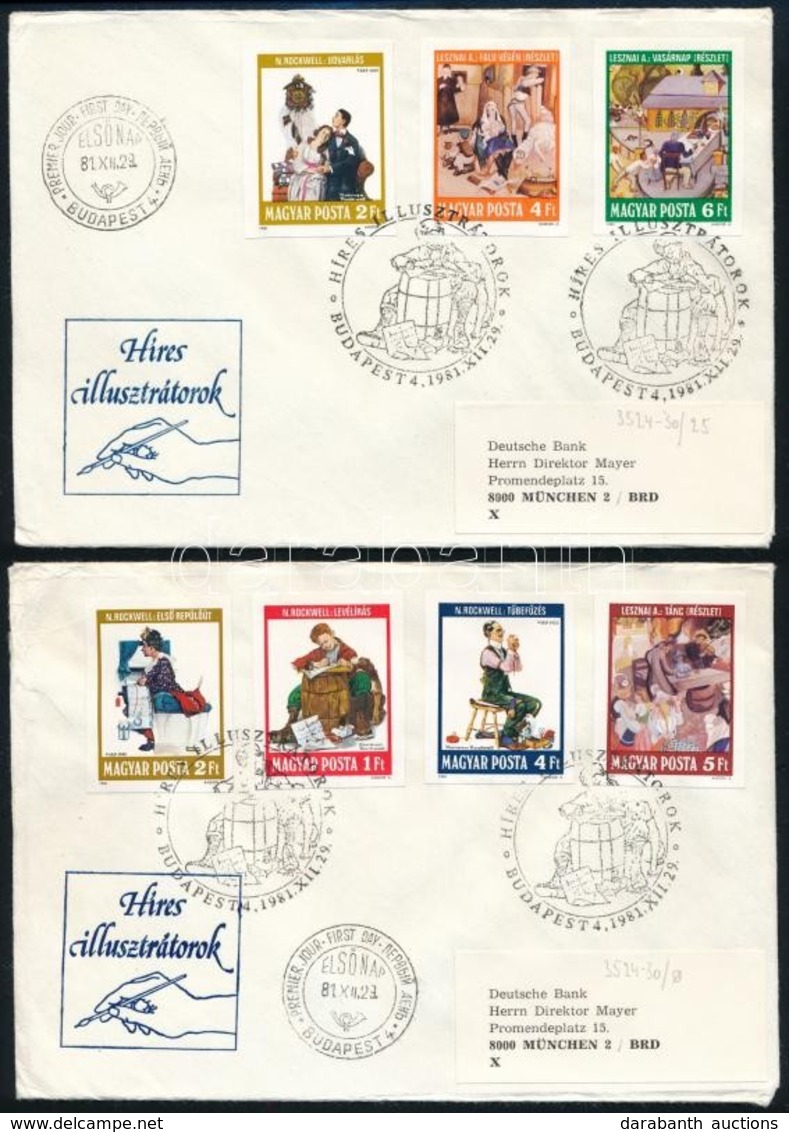 1981 Híres Illusztrátorok Vágott Sor 2 FDC-n - Andere & Zonder Classificatie