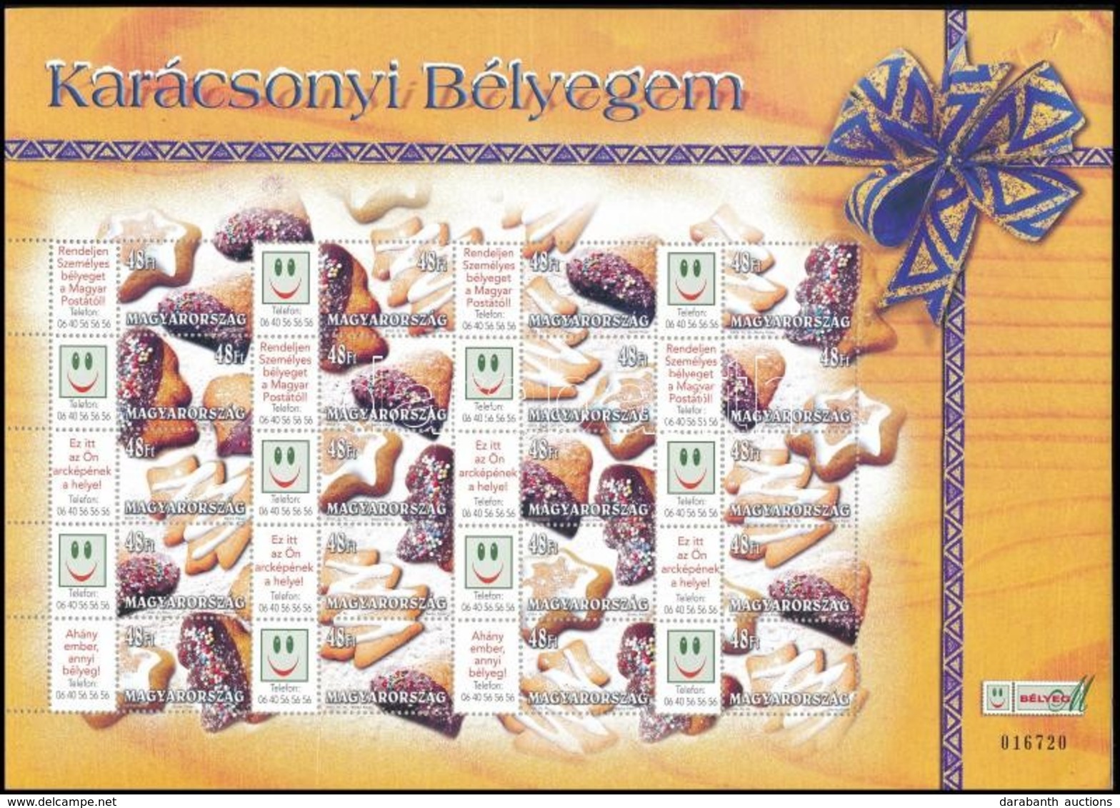 ** 2004 Karácsonyi Bélyegem: Sütemények 2 Db Sorszámkövető Teljes ív (20.000) - Andere & Zonder Classificatie