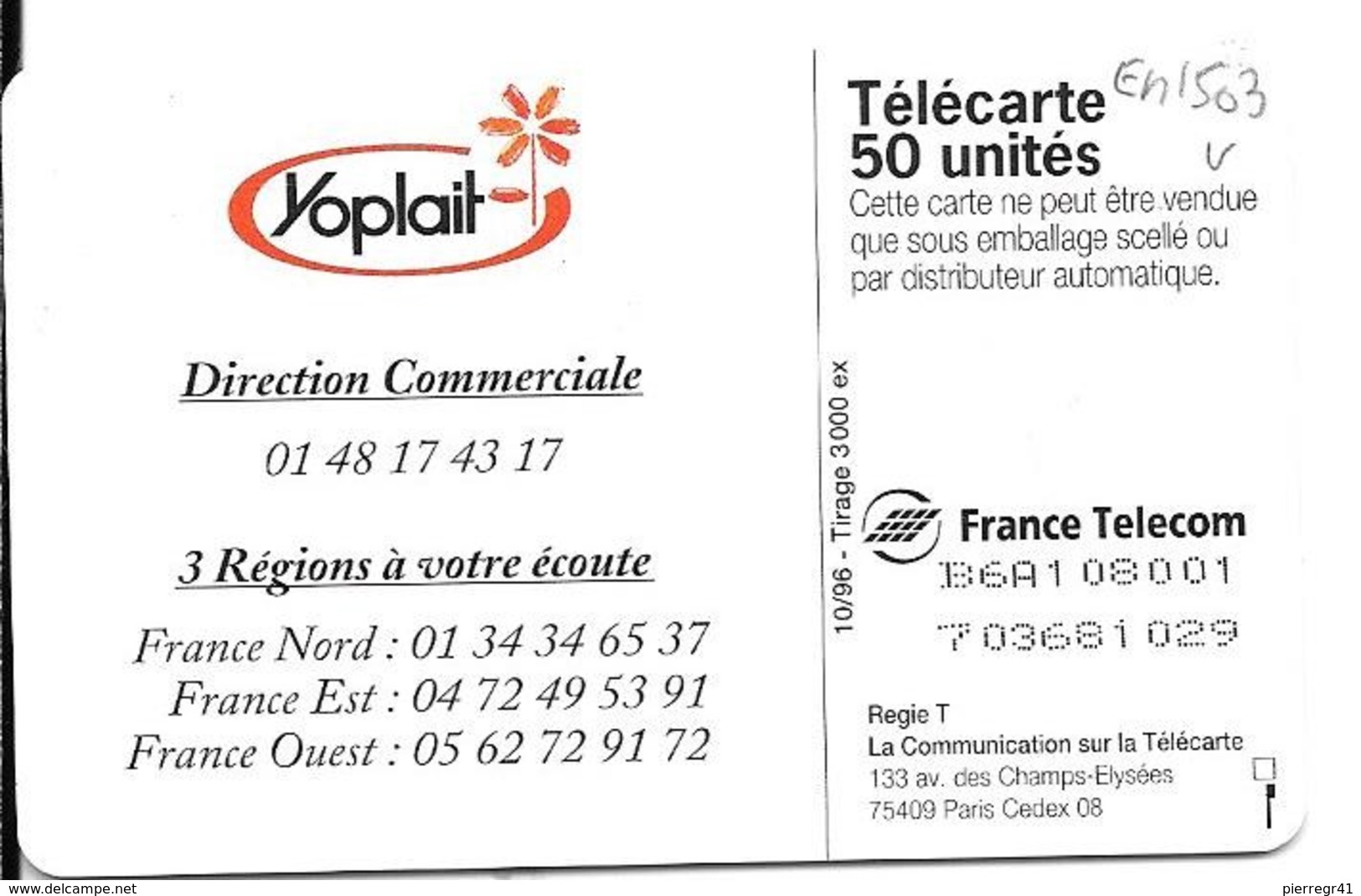 CARTE-PRIVEE-50U-EN1503-GemB-10/96-YOPLAIT-UTILISE-TBE - 50 Unità  