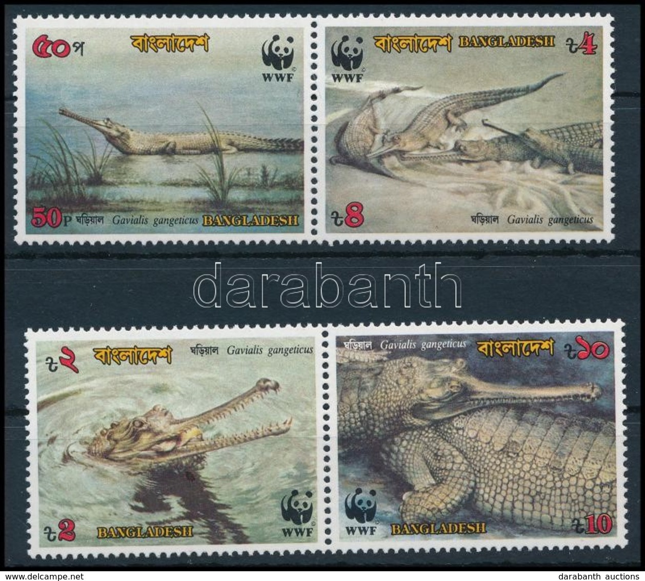 ** 1990 WWF Krokodilok Sor Párokban,
WWF Crocodiles Set In Pairs
Mi 323-326 - Sonstige & Ohne Zuordnung