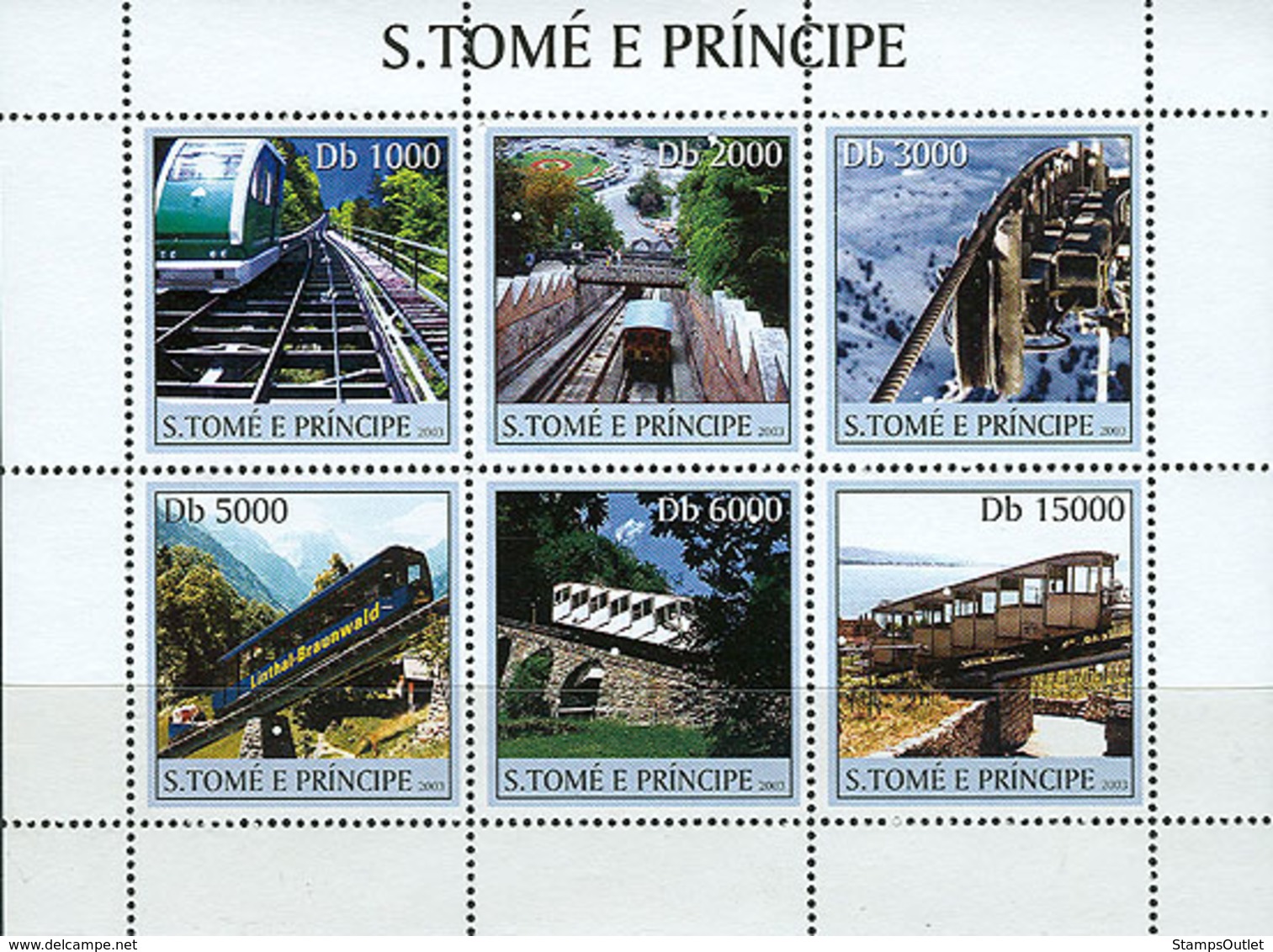 S. TOME & PRINCIPE 2003 - Mountain Trains 6v - Sao Tome Et Principe