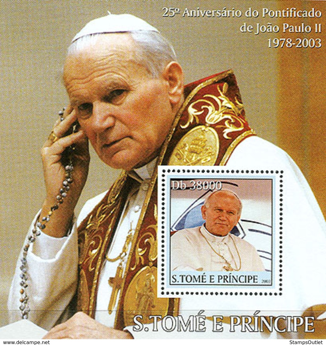 S. TOME & PRINCIPE 2003 - Pope John Paul II S/s - Sao Tome And Principe