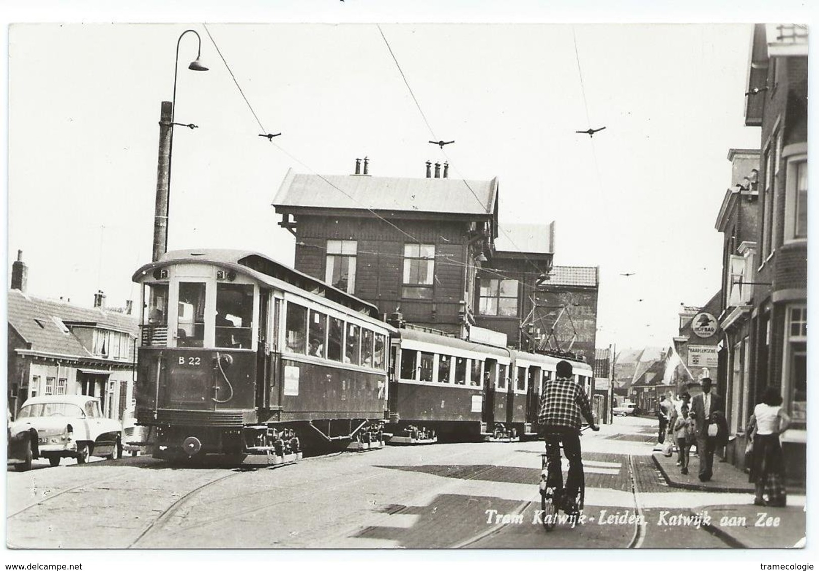 Katwijk Blauwe Tram Naar/to Leiden Den Haag Tramway Strassenbahn Trolley Station Bahnhof NZH 1960's - Katwijk (aan Zee)