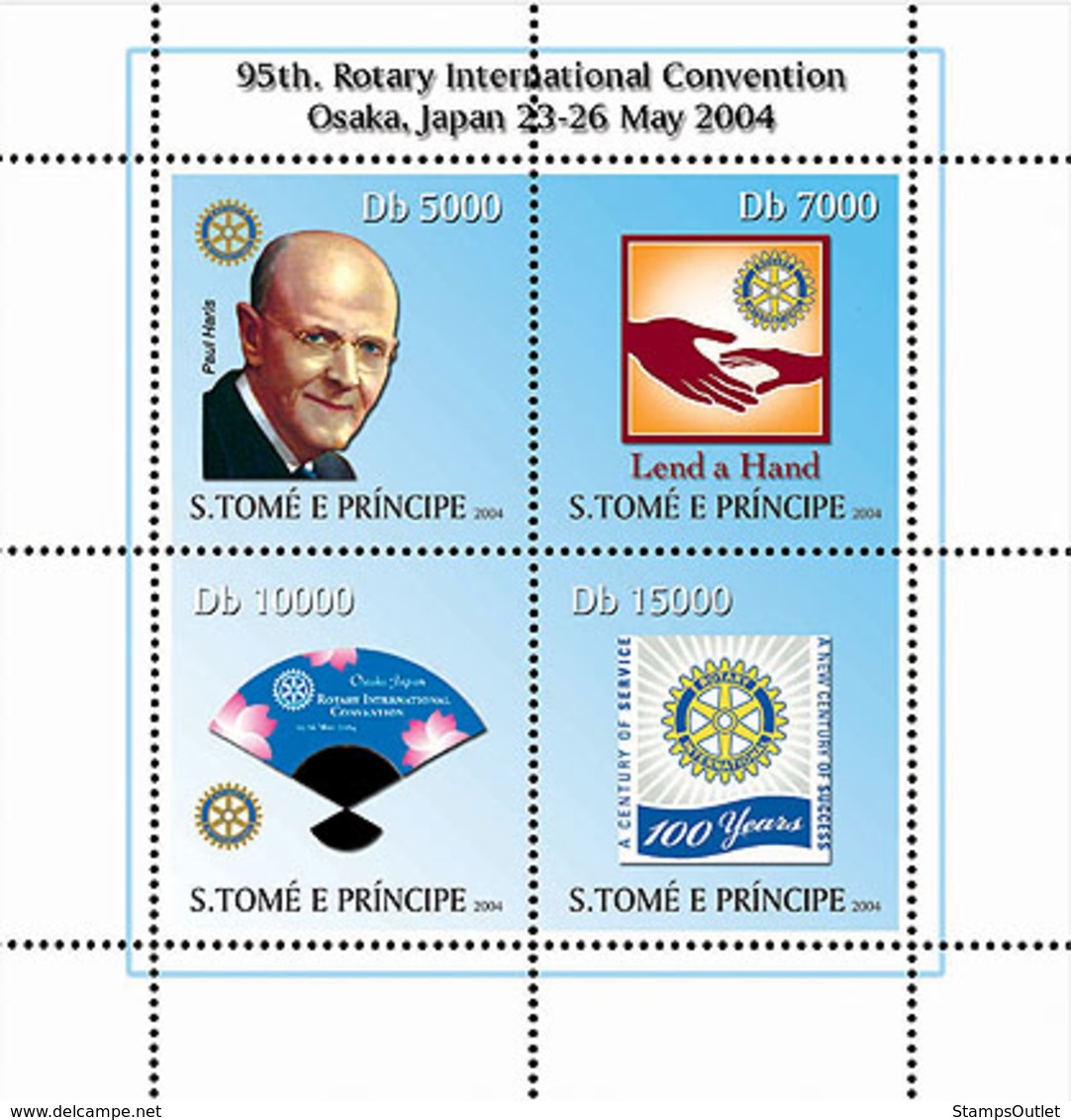 S. TOME & PRINCIPE 2004 - 95th Rotary Int. Convention Osaka, Japan 4v - Sao Tome And Principe