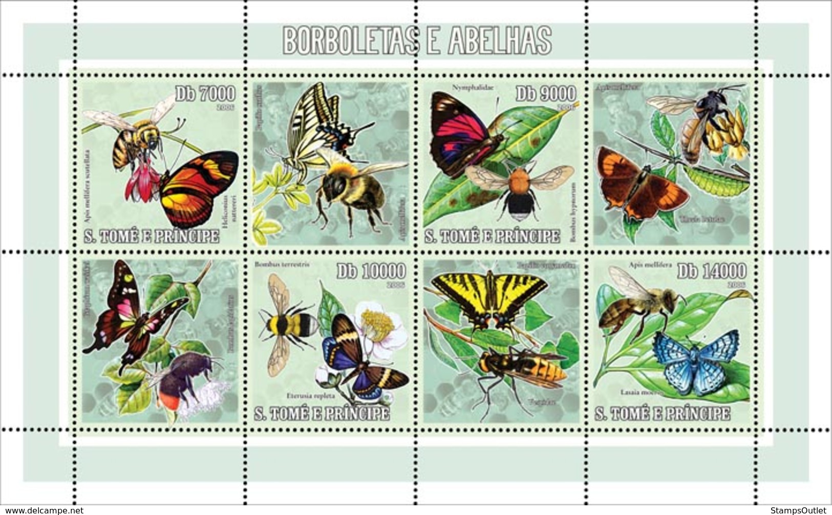 S. TOME & PRINCIPE 2006 - Butterflies & Bees 4v - YT 2038-2041,  Mi 2759-2762 - São Tomé Und Príncipe