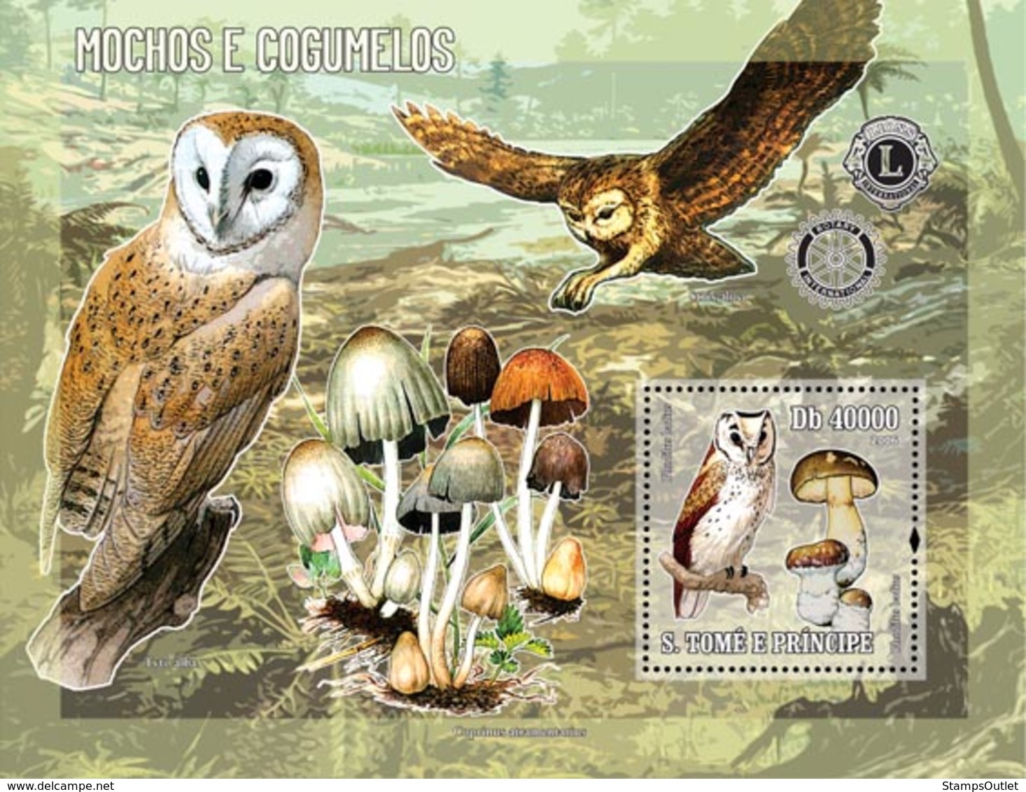 S. TOME & PRINCIPE 2006 - Owls & Mushrooms (& Rotary/Lions) S/s - YT 238,  Mi 2783/BL.544 - Sao Tome En Principe