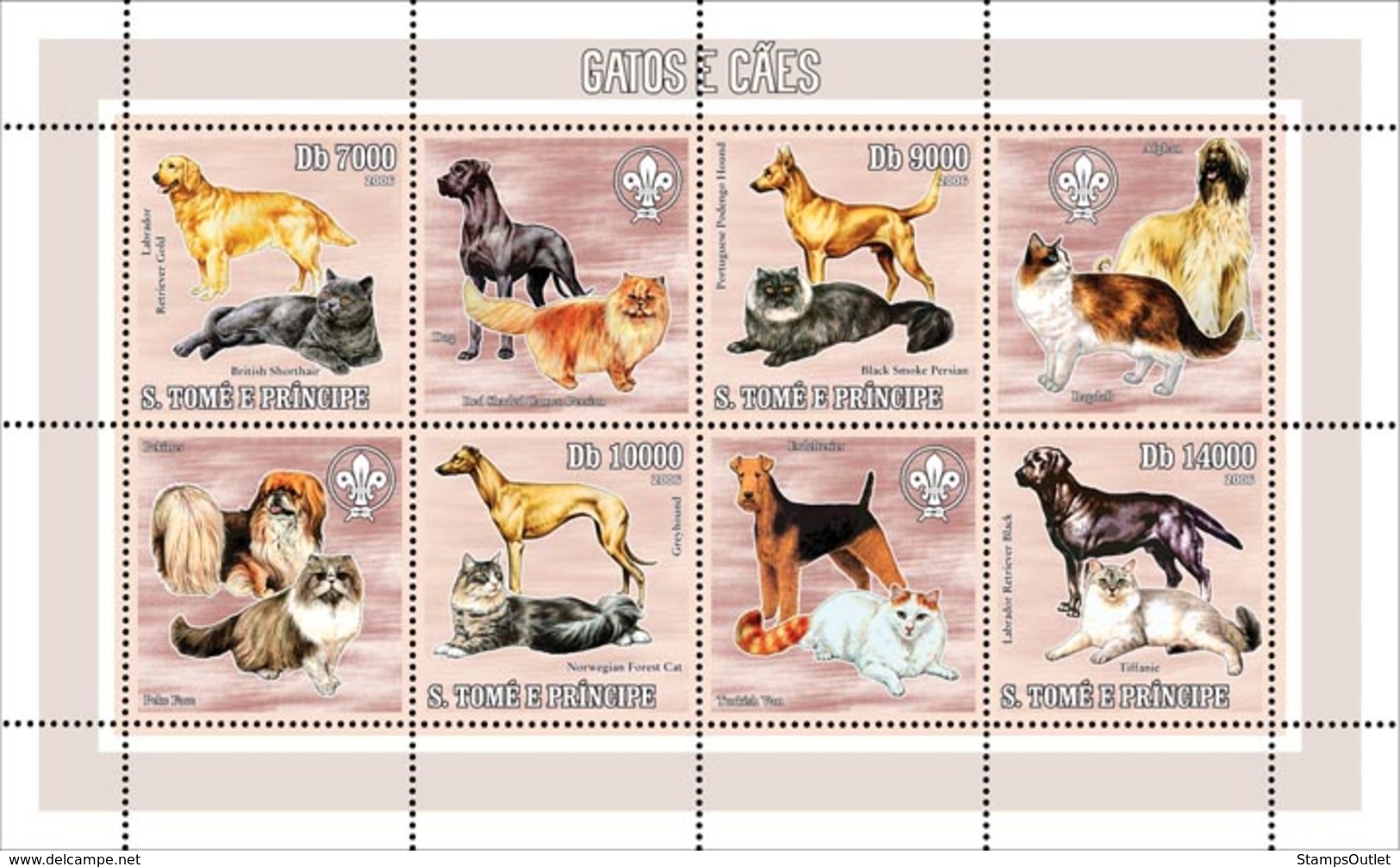 S. TOME & PRINCIPE 2006 - Dogs & Cats (& Scouts) 4v - YT 2058-2061,  Mi 2799-2802 - Sao Tome En Principe