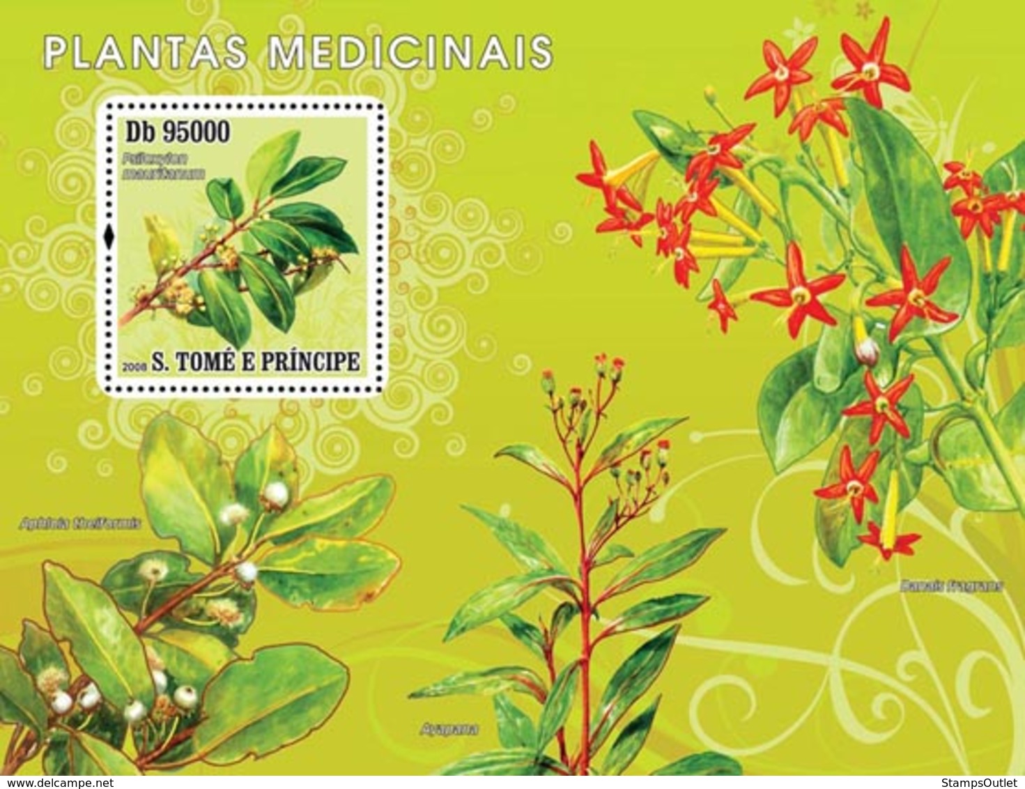 S. TOME & PRINCIPE 2008 - Medical Plants S/s - YT 415, Mi 3370/BL642 - Sao Tome And Principe