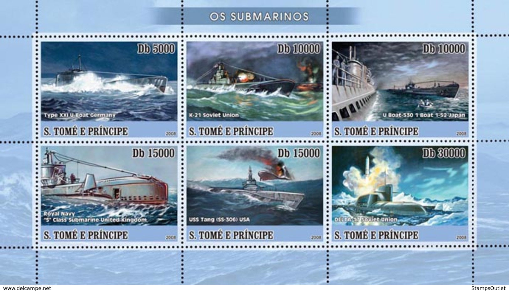 S. TOME & PRINCIPE 2008 - Submarines 6v- YT 2471-2476, Mi 3371-3376 - São Tomé Und Príncipe