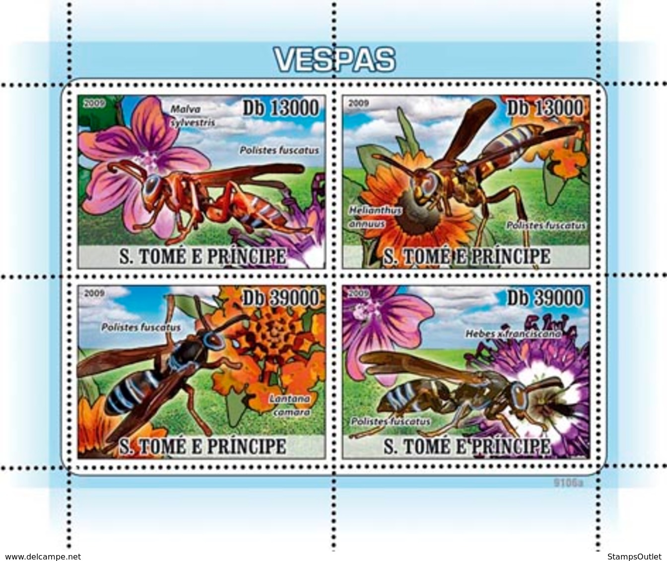 S. TOME & PRINCIPE 2009 - Bees (Flowers) 4v - YT 2920-2923, Mi 3785-3788 - Sao Tome And Principe