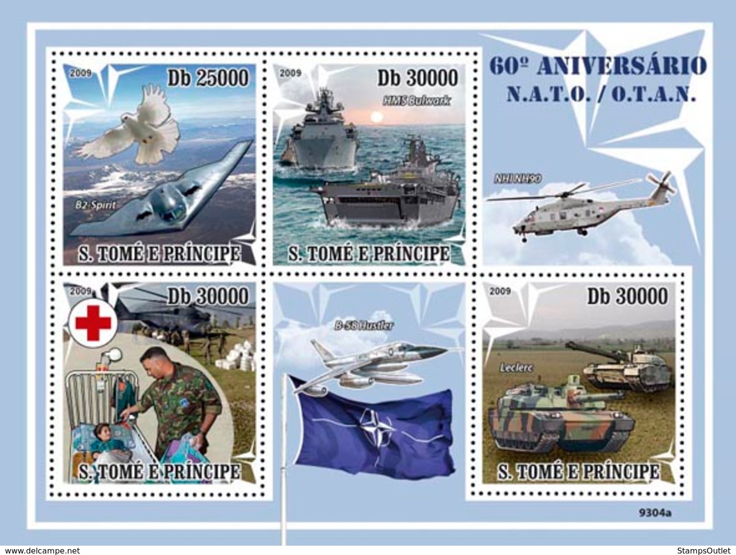 S. TOME & PRINCIPE 2009 - 60 Years Of NATO (Red Cross, Bird, Army) - YT 3046-3049, Mi 4098-4101 - Sao Tome And Principe