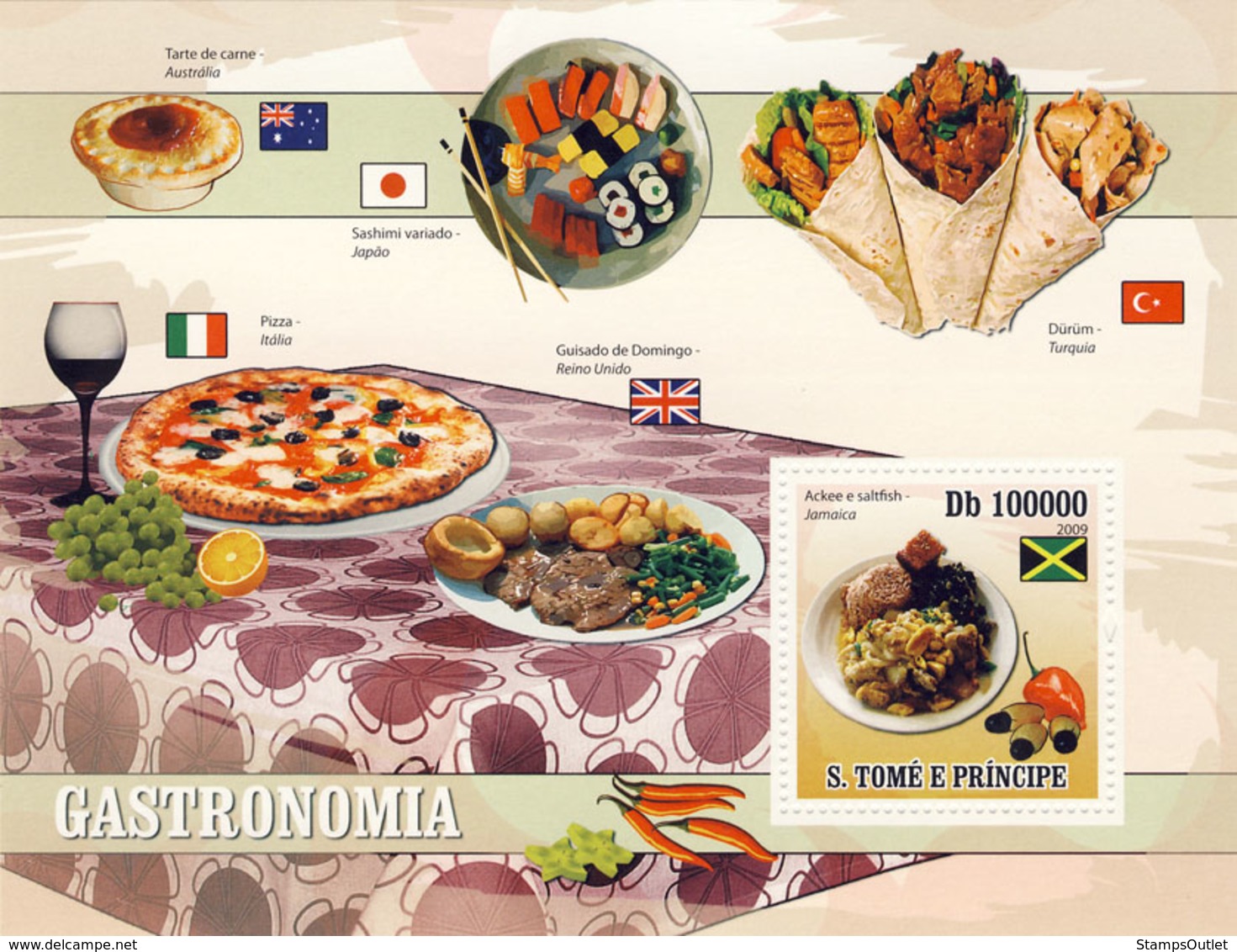 S. TOME & PRINCIPE 2009 - Gastronomic Of World - National Dishes S/s - YT 508, Mi 4185/BL.717 - Sao Tome And Principe